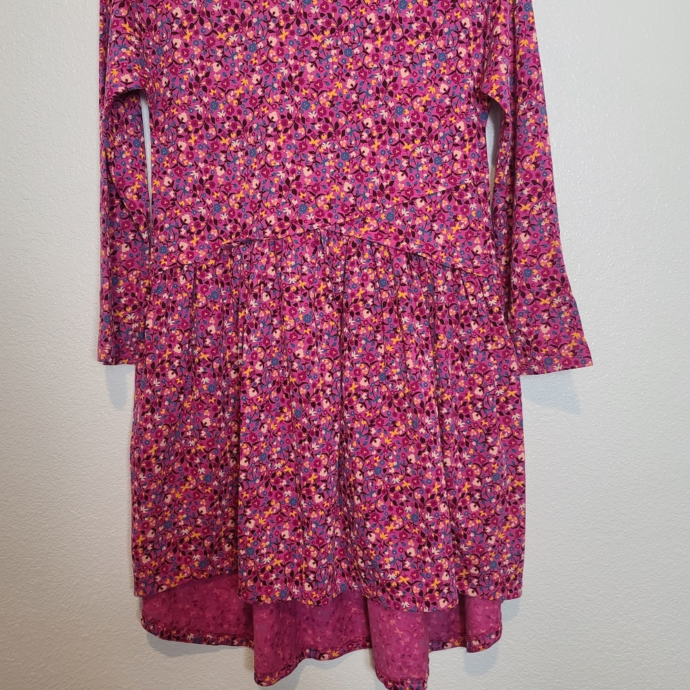 Tea Collection Kids Floral Hi-Low Cotton Pink Dress Size 12 - Picture 4 of 11